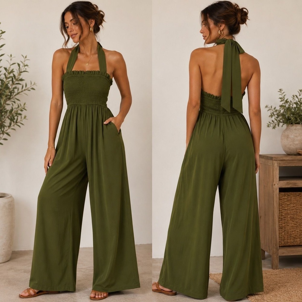 #42 Zoxy Backless Jumpsuit Size Small / L 45 inch / Inseam 25inch